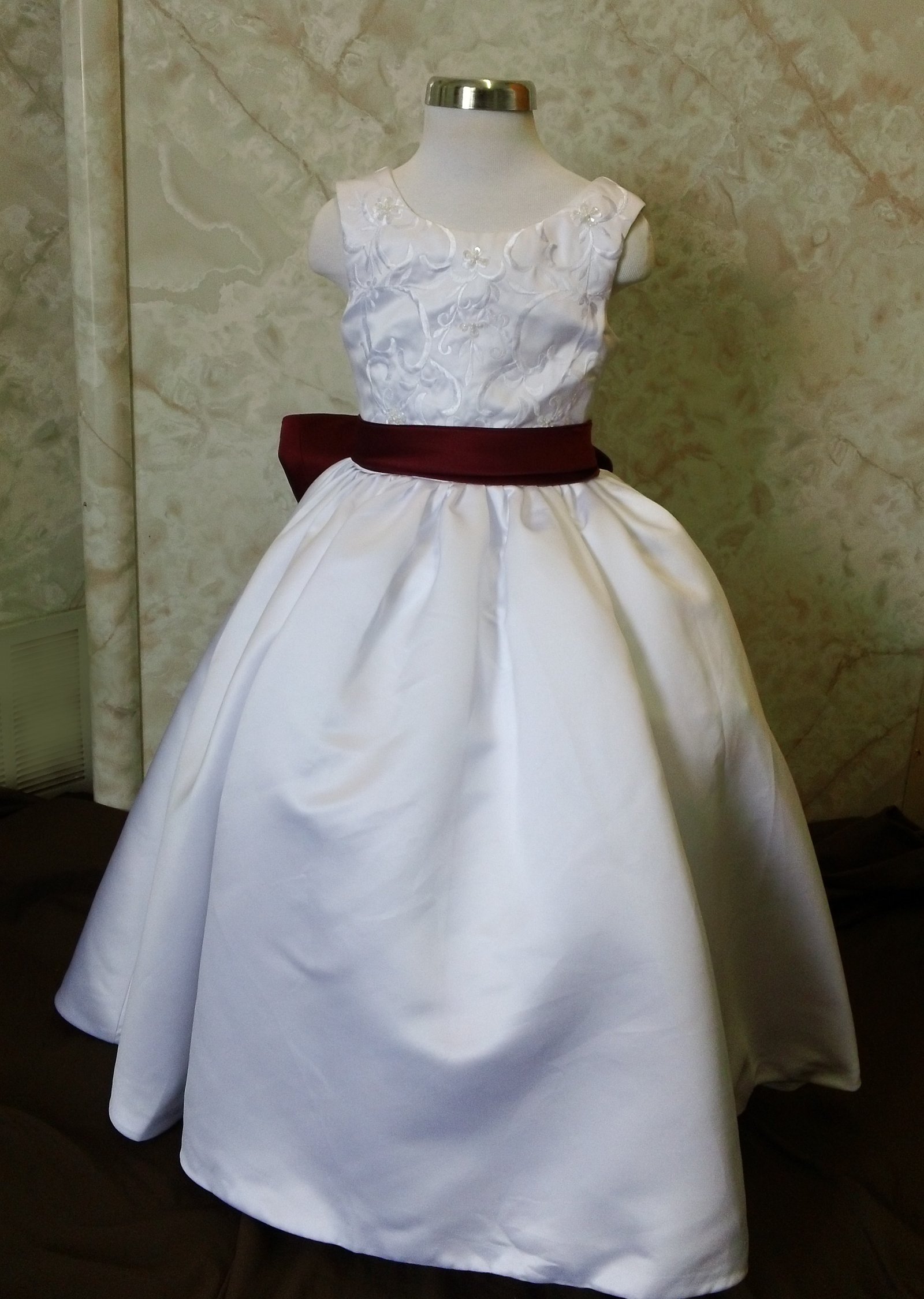 white dress merlot sash